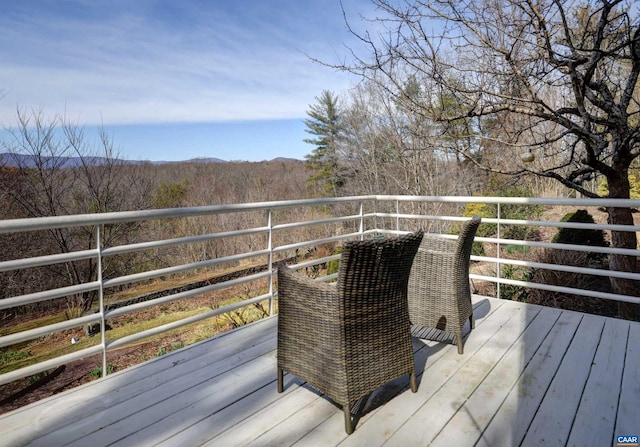 deck with a forest view