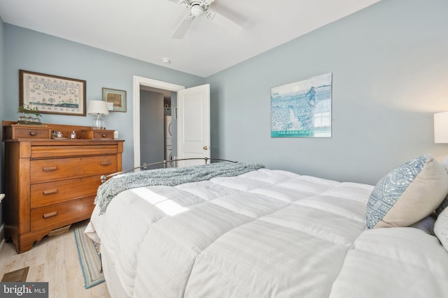 901 S Talbot, Saint Michaels, MD 21663 - bedroom with ceiling fan, visible vents, and light wood-style flooring