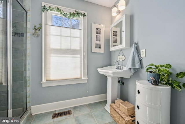 901 S Talbot, Saint Michaels, MD 21663 - full bath featuring a shower stall, tile patterned flooring, visible vents, and baseboards