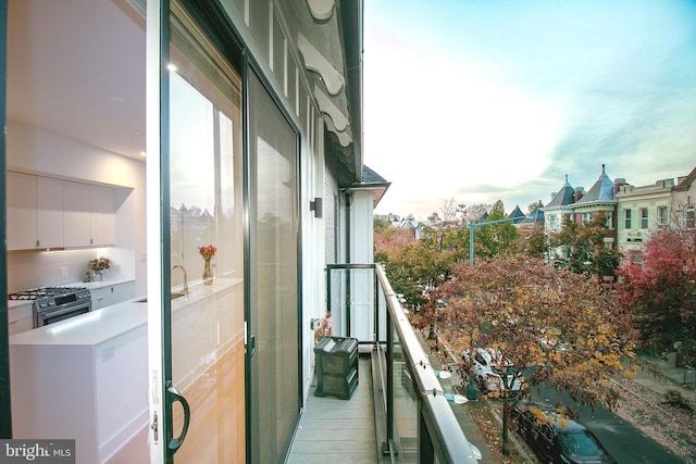 balcony with a sink