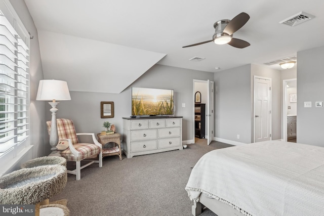 carpeted bedroom featuring multiple windows and visible vents