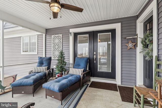 view of patio / terrace with ceiling fan