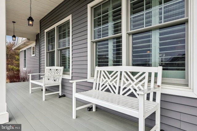 wooden deck with covered porch