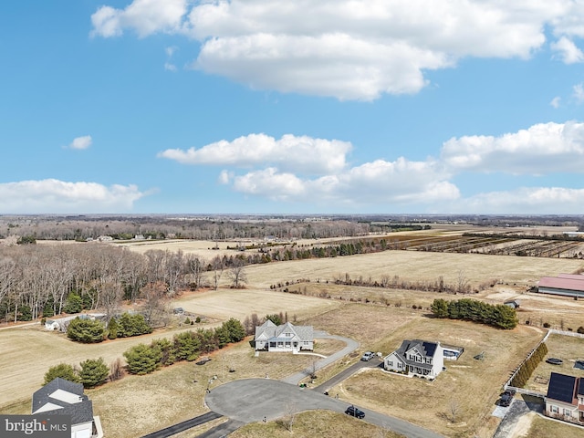 bird's eye view featuring a rural view