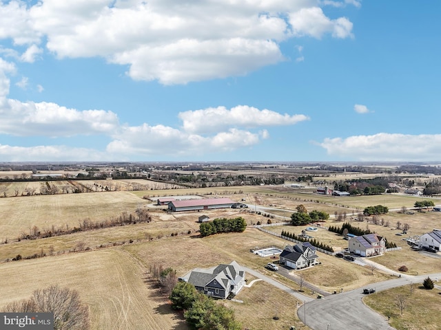 bird's eye view with a rural view