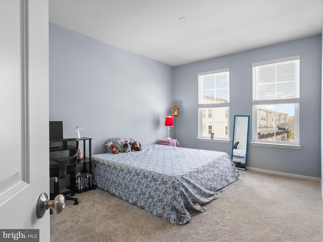 bedroom with baseboards and carpet floors