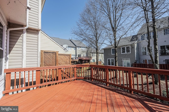 deck with a residential view