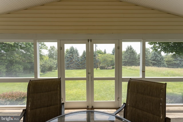 1629 Pondview Dr, Winchester, VA 22601 - sunroom featuring french doors, lofted ceiling, and healthy amount of natural light