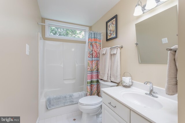 1629 Pondview Dr, Winchester, VA 22601 - full bathroom featuring vanity, shower / tub combo, and tile patterned floors