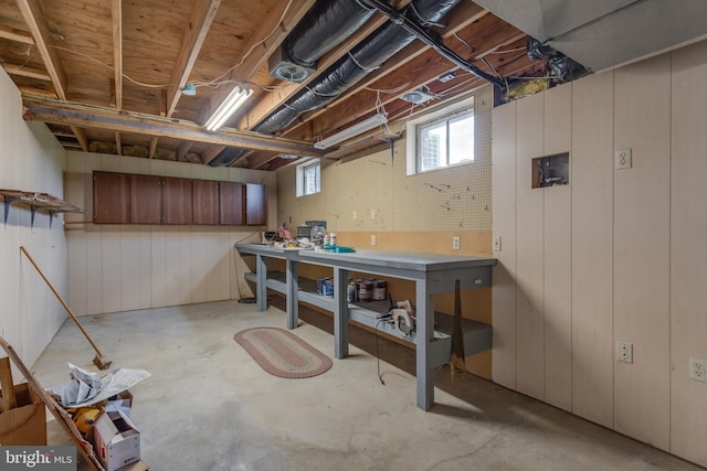 1629 Pondview Dr, Winchester, VA 22601 - below grade area with a workshop area and wood walls