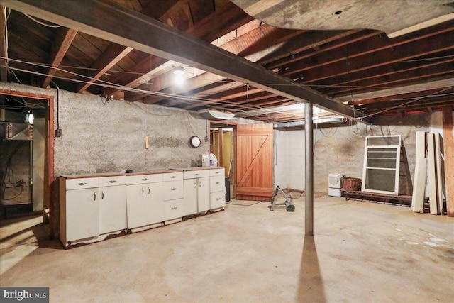 view of unfinished basement