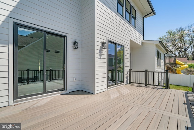 deck featuring fence