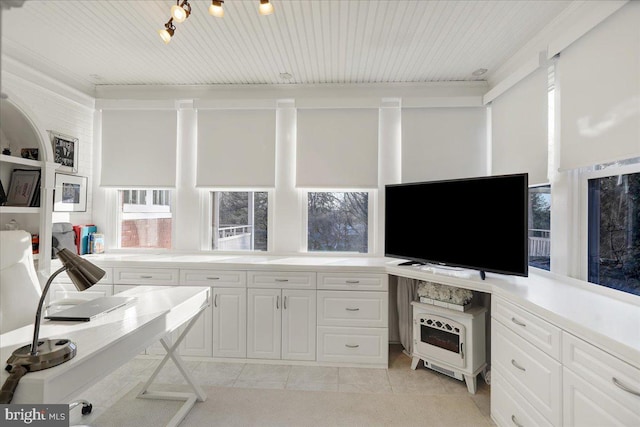 office with light tile patterned floors