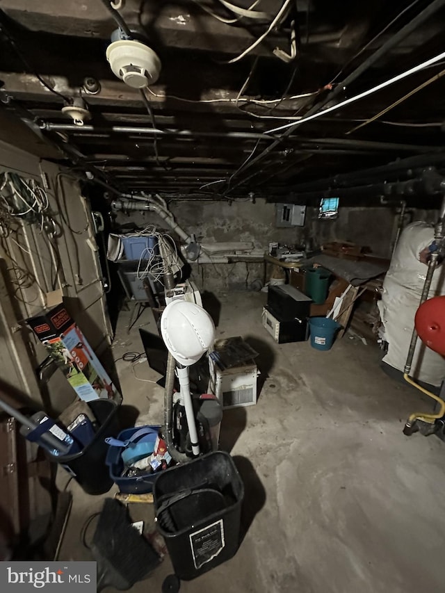 view of unfinished basement