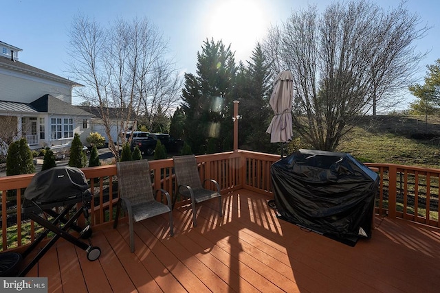 deck featuring grilling area