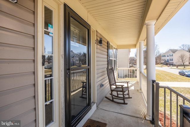 balcony featuring a porch