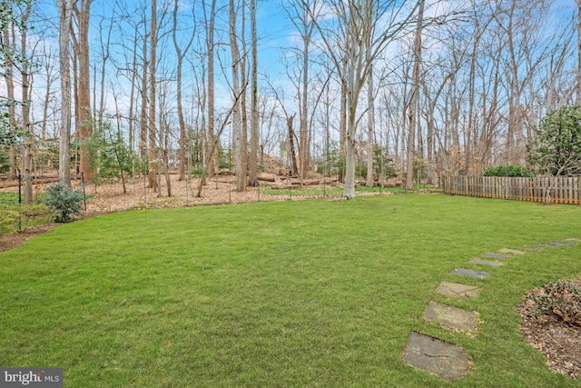 view of yard with fence