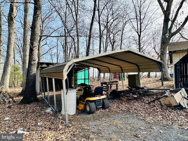 exterior space with a detached carport