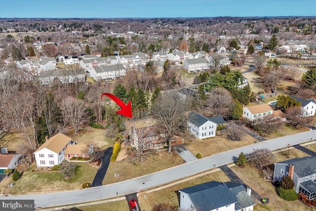 bird's eye view with a residential view