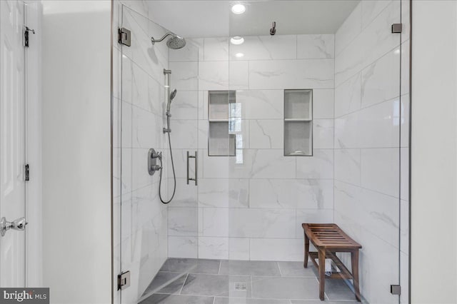 bathroom featuring a stall shower