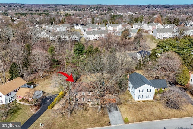 drone / aerial view featuring a residential view