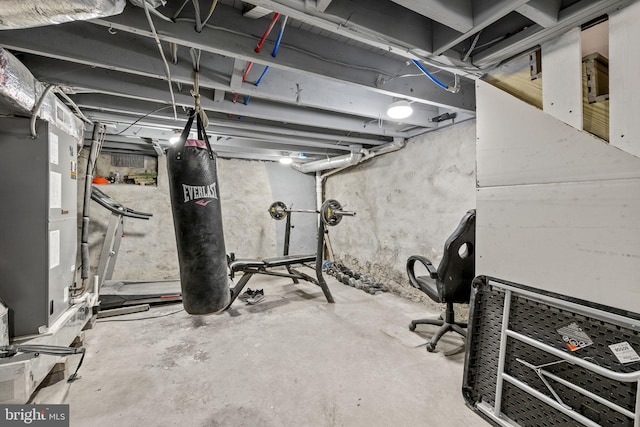 exercise room with heating unit