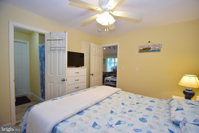 bedroom featuring a ceiling fan