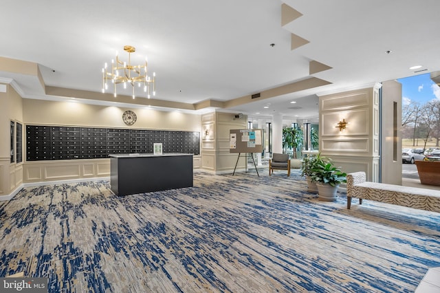 reception area featuring mail area and visible vents