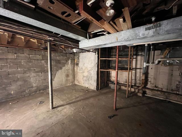 view of unfinished basement