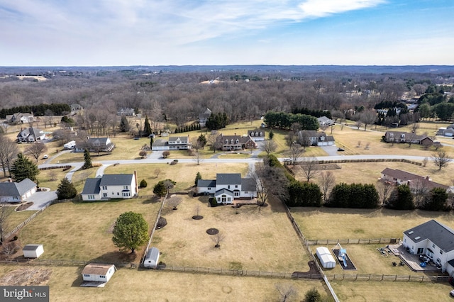 bird's eye view with a rural view