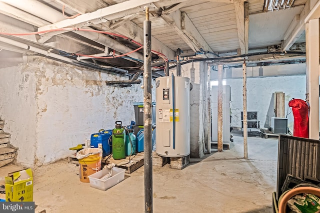 unfinished basement with water heater