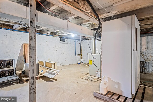 view of unfinished basement