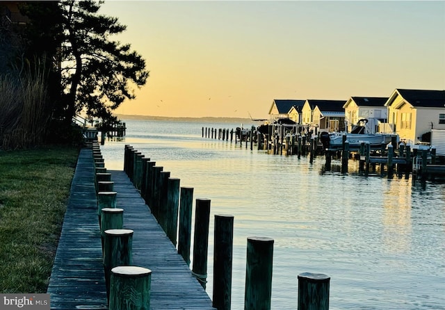 view of dock featuring a water view