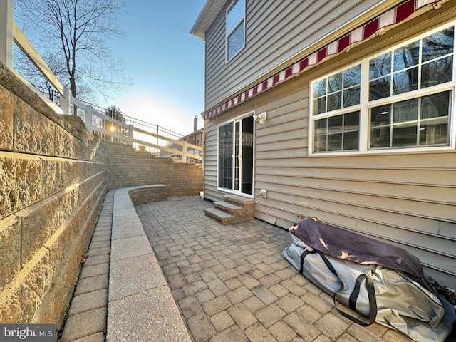 view of patio featuring a fenced backyard and entry steps