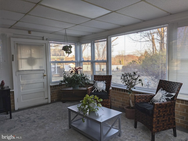 sunroom with a drop ceiling