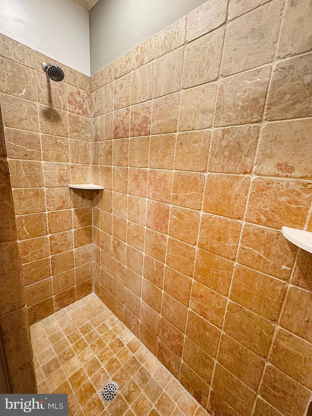 bathroom with a tile shower