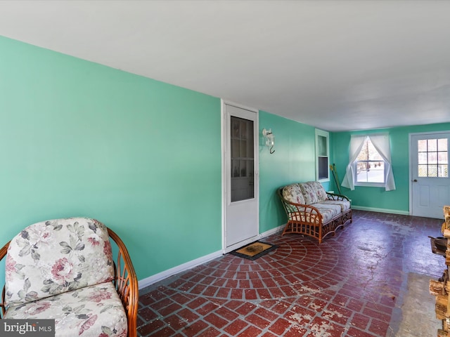 living area with baseboards