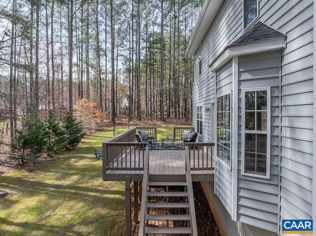 deck featuring a lawn