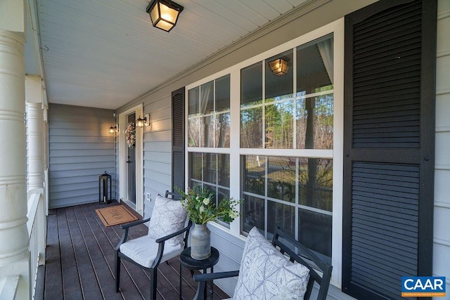 deck featuring a porch