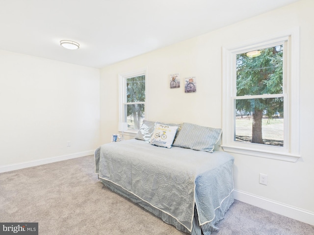 bedroom with baseboards and carpet flooring