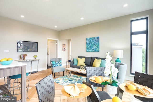 1345 K St SE Unit 406, Washington, DC 20003 - living room with baseboards, recessed lighting, and wood finished floors