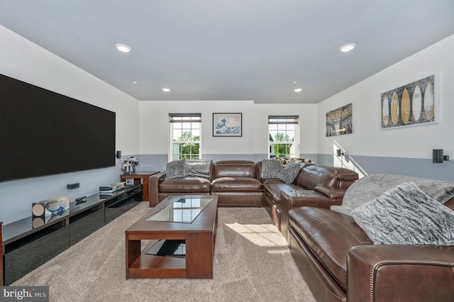 living room featuring recessed lighting