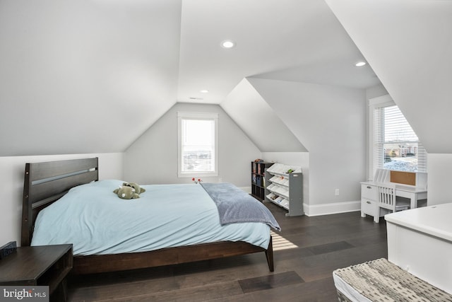 286 Claremont Ave, Harrisonburg, VA 22801 - bedroom featuring baseboards, multiple windows, wood finished floors, and vaulted ceiling