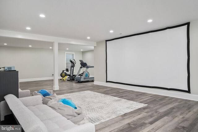 286 Claremont Ave, Harrisonburg, VA 22801 - cinema room with recessed lighting, baseboards, and wood finished floors