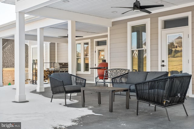 286 Claremont Ave, Harrisonburg, VA 22801 - view of patio / terrace featuring an outdoor hangout area, grilling area, and ceiling fan