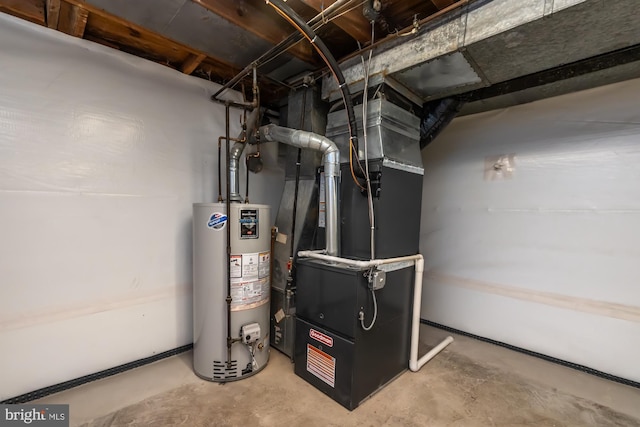 utilities featuring water heater and heating unit