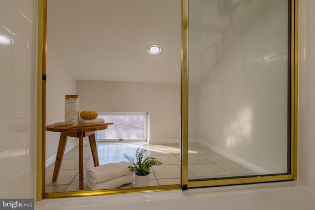 bathroom with tile patterned flooring