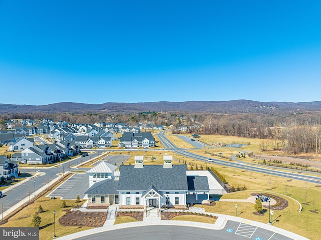 bird's eye view featuring a mountain view and a residential view