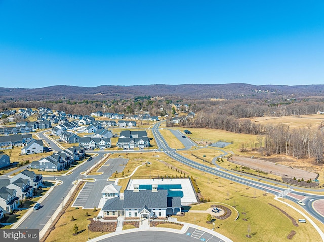 bird's eye view with a mountain view and a residential view