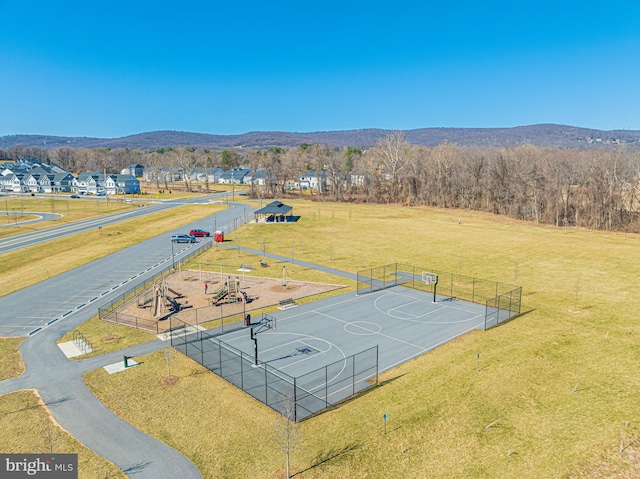 drone / aerial view with a mountain view